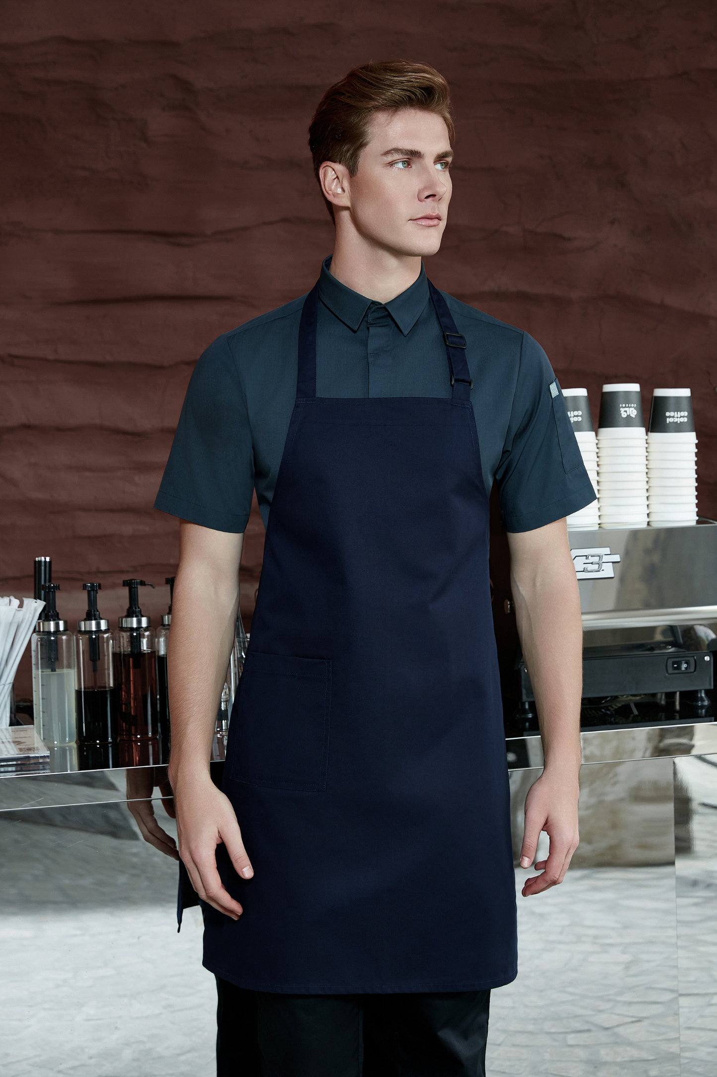 Navy Blue Bib Apron - GreenChef Sdn. Bhd.