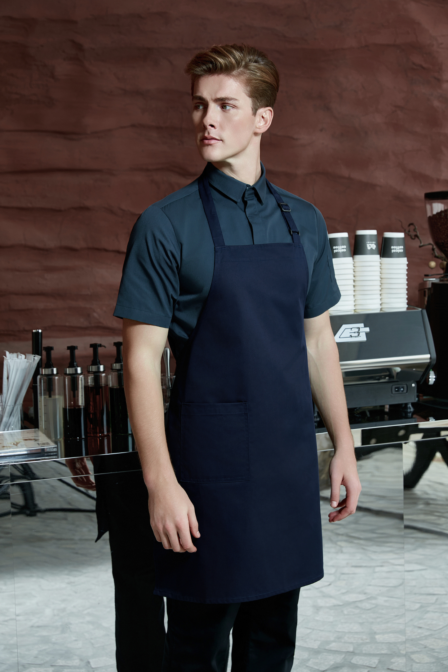 Navy Blue Bib Apron - GreenChef Sdn. Bhd.