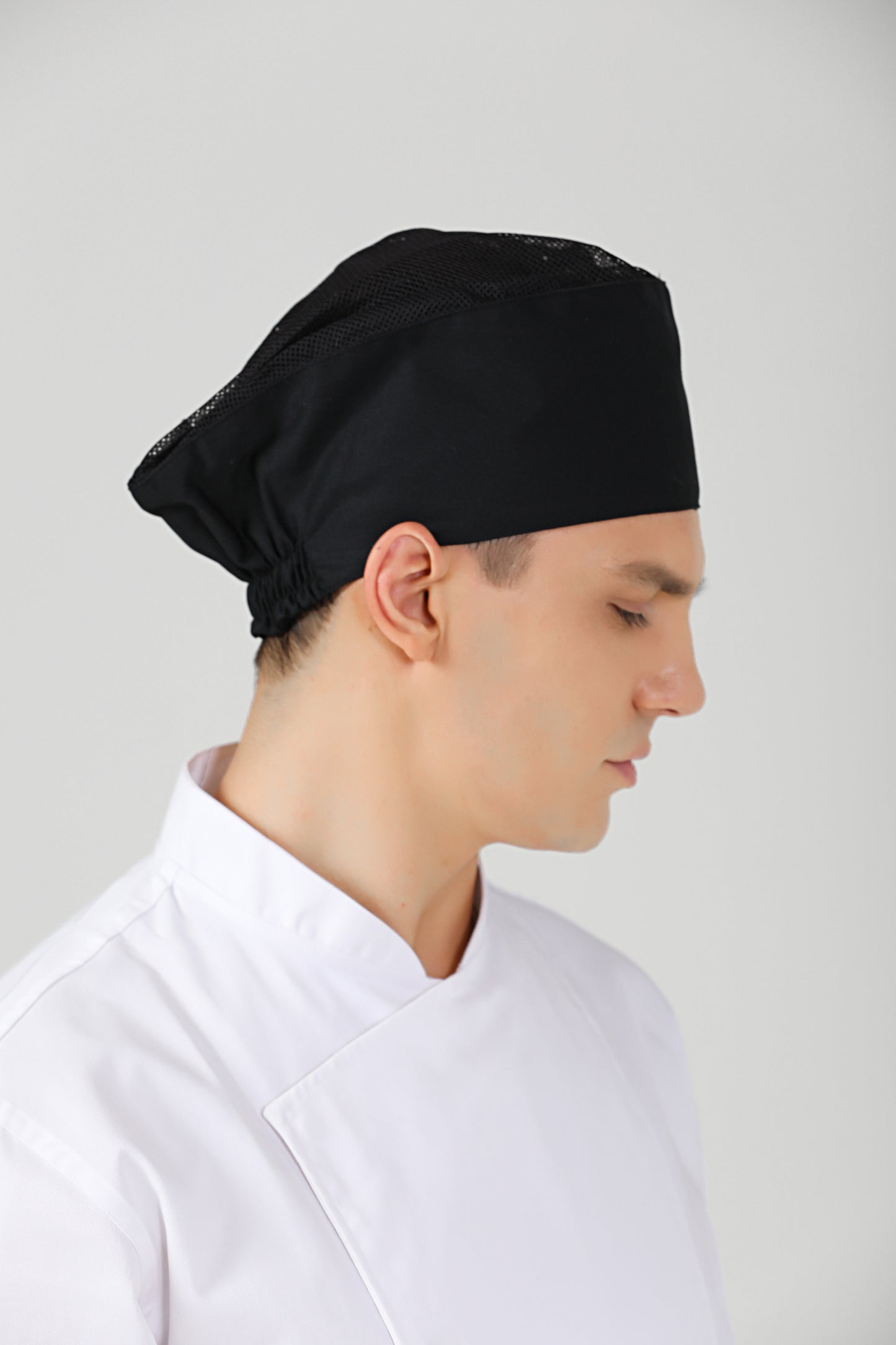 Topi Koki Hitam Freesia dengan Ventilasi