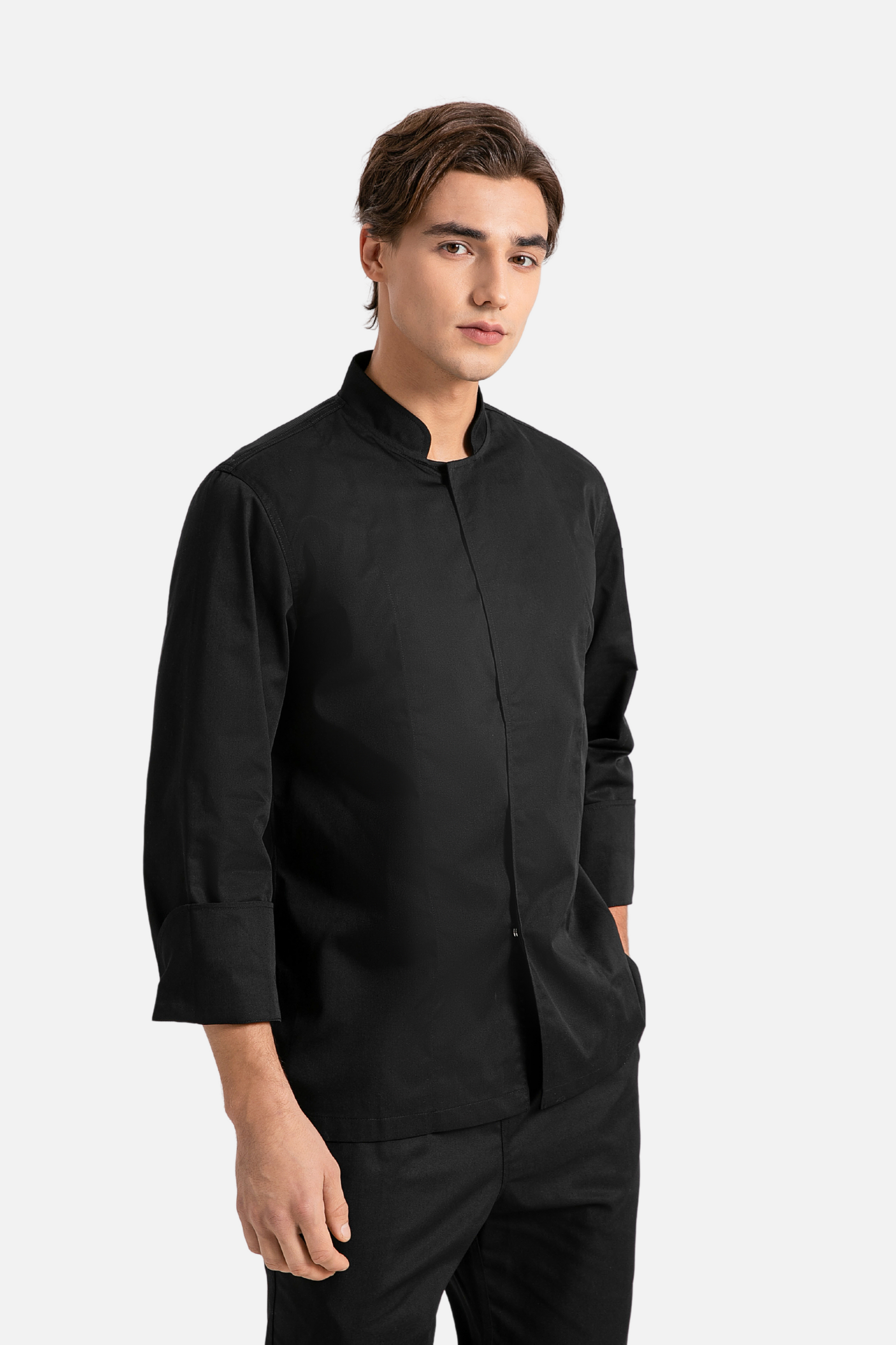 Peppermint Black Chef Jacket, Long Sleeve
